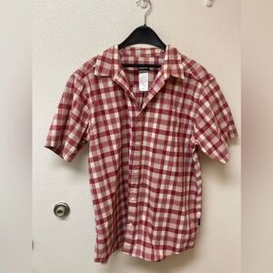 PATAGONIA Cherry Red and Cream Plaid Shirt (XL)